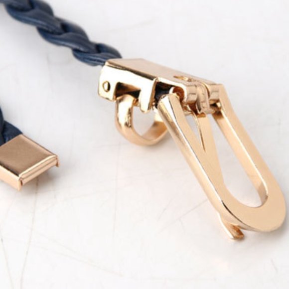 Vegan Leather Brown Thin Braided Belt - Picture 6 of 9